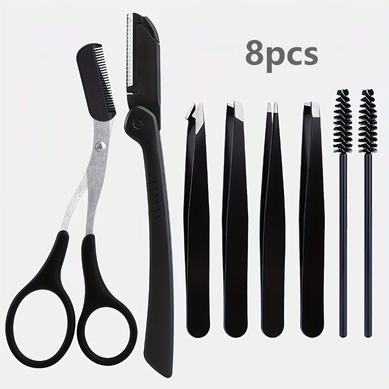 Mens Grooming Kit Bag - 8 Parça Paslanmaz Çelik Kaş Bakım