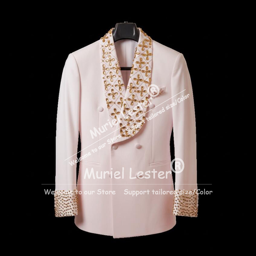 Men Grooming Outfit - Zarif Erkek Takım Elbise Ceketleri Rhinestone